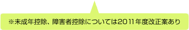 未成年控除、障害者控除については2011年度改正案あり